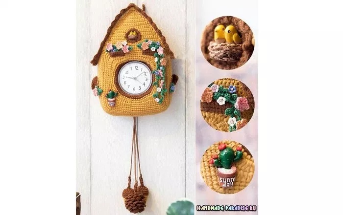 Настенные часы, схема вязания крючком