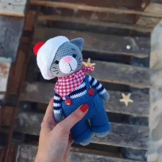 Котик в новогодней шапочке